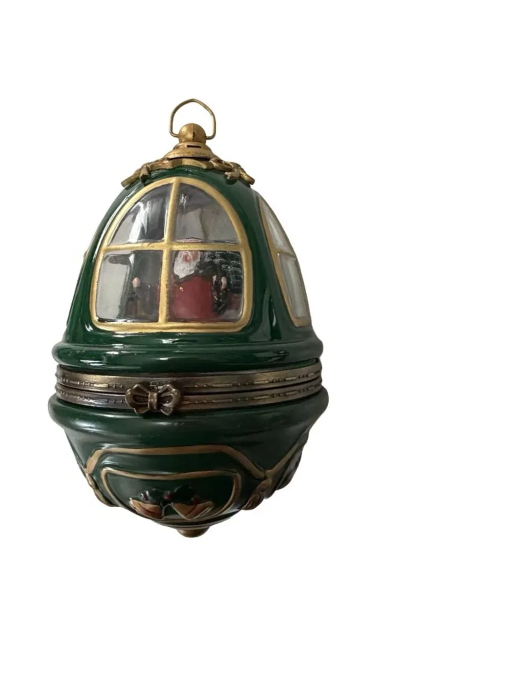 Vintage Mr. Christmas Animated Musical Santa Heirloom Egg Ornament Rotating Ligh